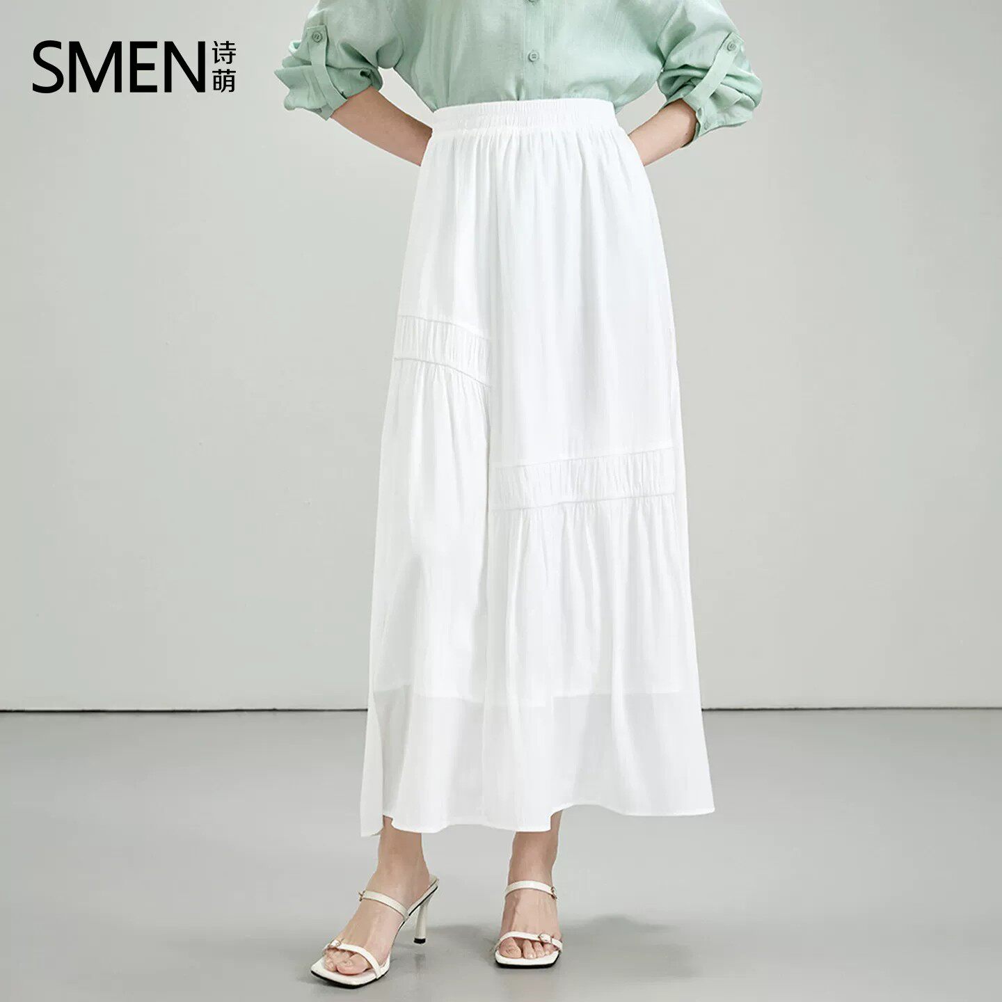 SMEN诗萌2026夏季高腰新款半身裙