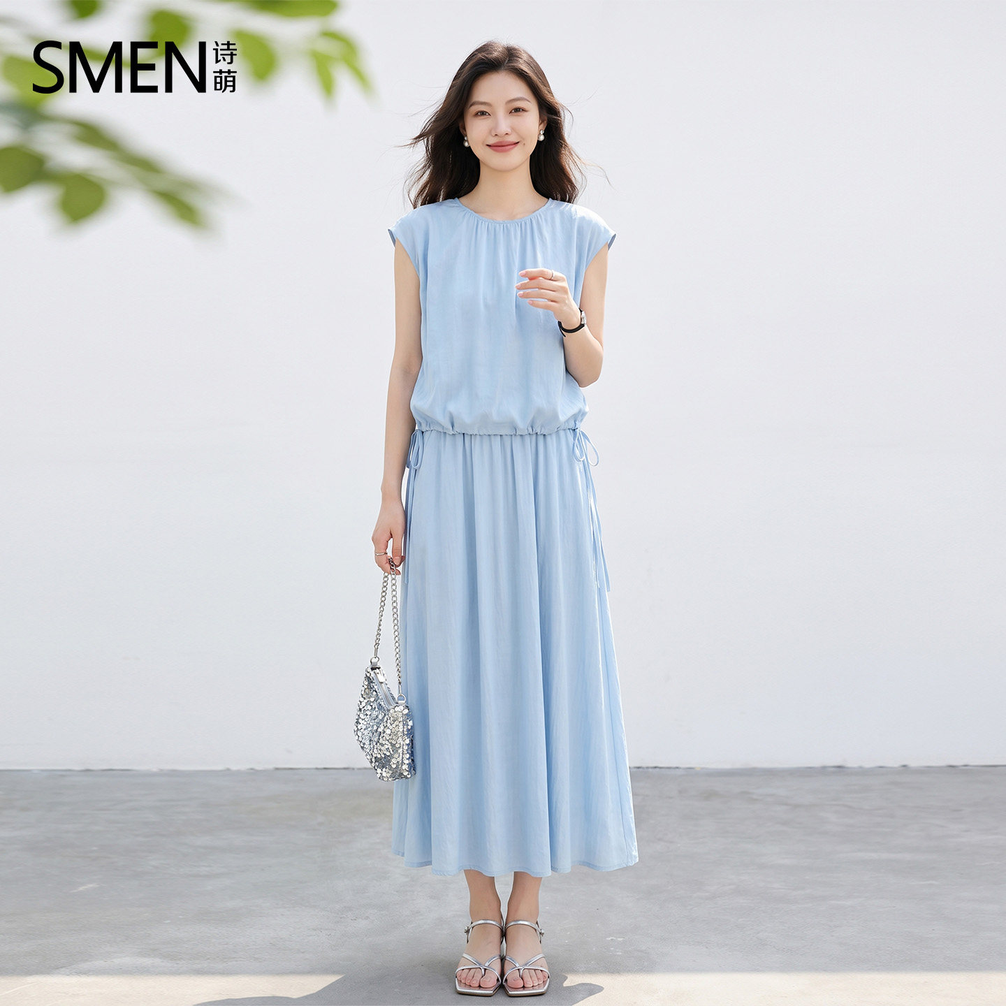 SMEN诗萌夏季轻薄抽绳无袖小衫