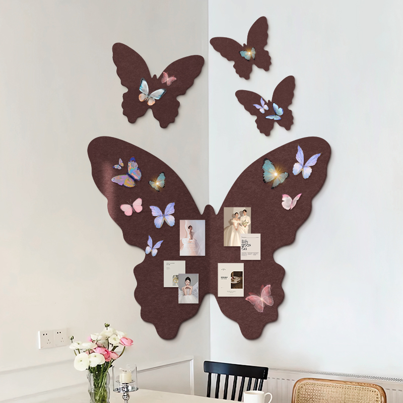蝴蝶毛毡板墙贴照片墙背景板软木墙板墙面装饰展示板留言板挂墙墙