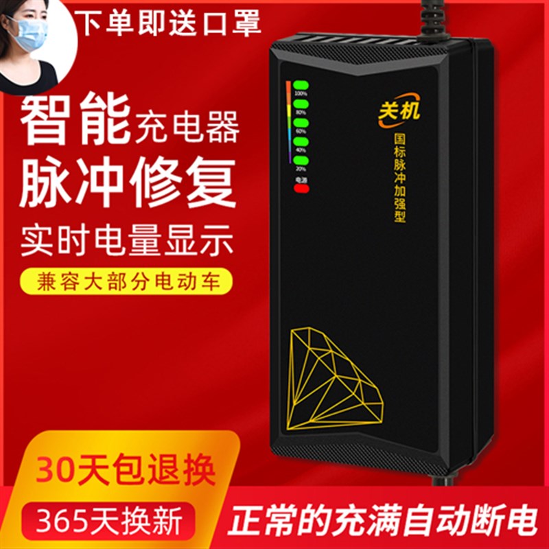 自动断电关机脉冲电动车电瓶充电器48V12ah20AH60v32ah72v45ah50A