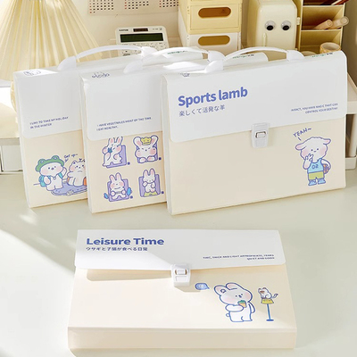 文谷风琴包收纳包初中生专用小学生风情包文件袋大容量13层试卷包手提式文件夹a4卷子科目分类整理神器高颜值