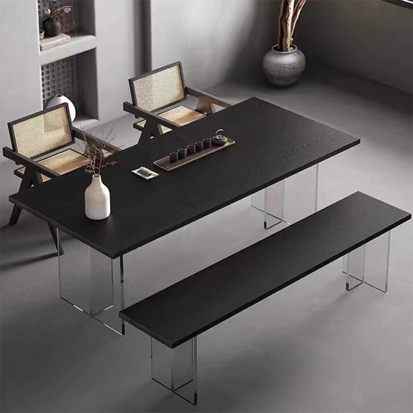 碳化黑色实木泡茶桌椅组合亚克力悬浮家用餐桌办公室书桌工作台长,住宅家具,家用茶台/茶桌,淘宝优惠券,粉丝福利购,淘宝优惠卷