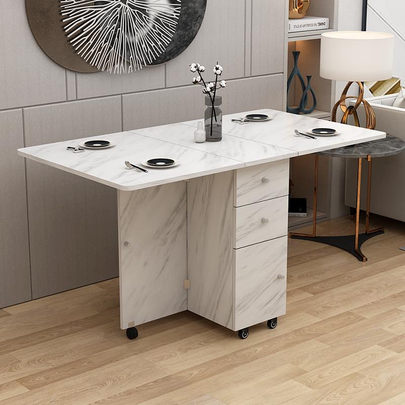 折叠餐桌家用小户型超薄多功能组合饭桌多人长方形折叠收纳桌子