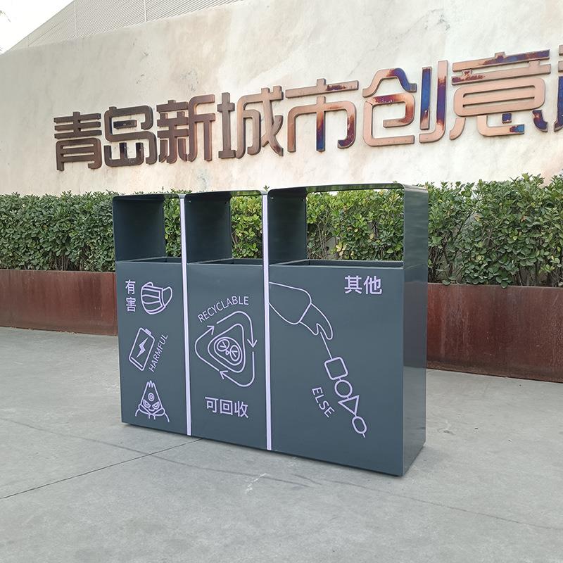 户外分类垃圾桶不锈钢可回收果皮箱商用小区市政环卫垃圾箱定制