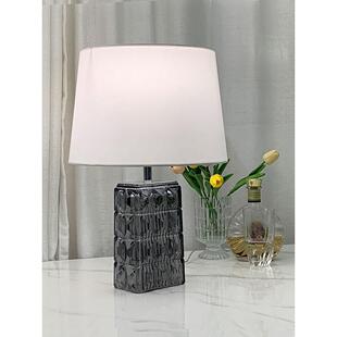 卧室台灯床头灯轻奢高级感可调亮度茶色水晶玻璃商端简约法式灯具