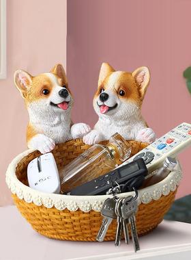 狗狗收纳摆件可爱卡通动物小摆设玄关钥匙客厅鞋柜桌面家居装饰品