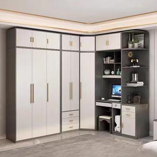 转角衣柜家用卧室书桌一体组合l型带化妆台90度L型衣帽间收纳衣橱