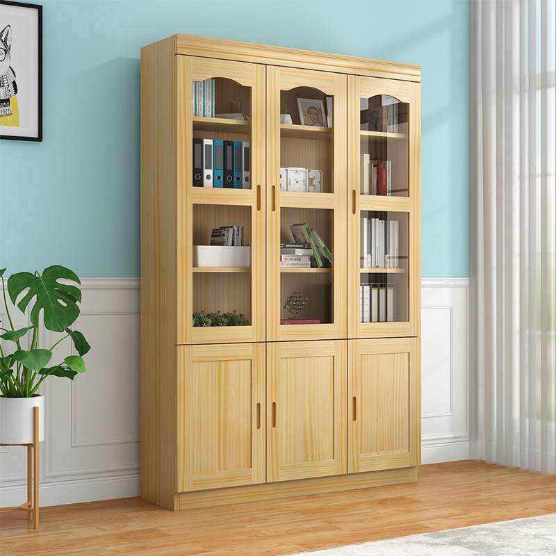 松木书柜实木一体靠墙落地书架简约现代玻璃门组合儿童收纳橱柜,住宅家具,组合书柜,淘宝优惠券,粉丝福利购,淘宝优惠卷
