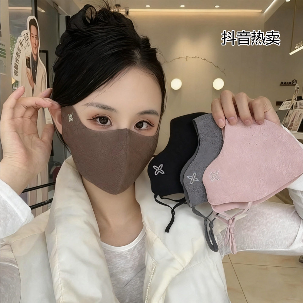 【下单立减50】夏季蕾丝防晒立体口罩女士护眼角轻薄透气面罩_wf