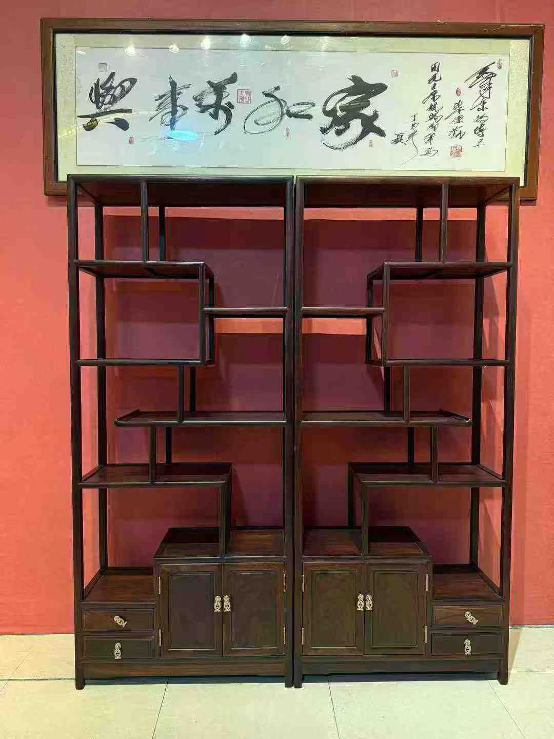 大红酸枝博古架交趾黄檀古典客厅置物架隔断柜古董架实木多宝格