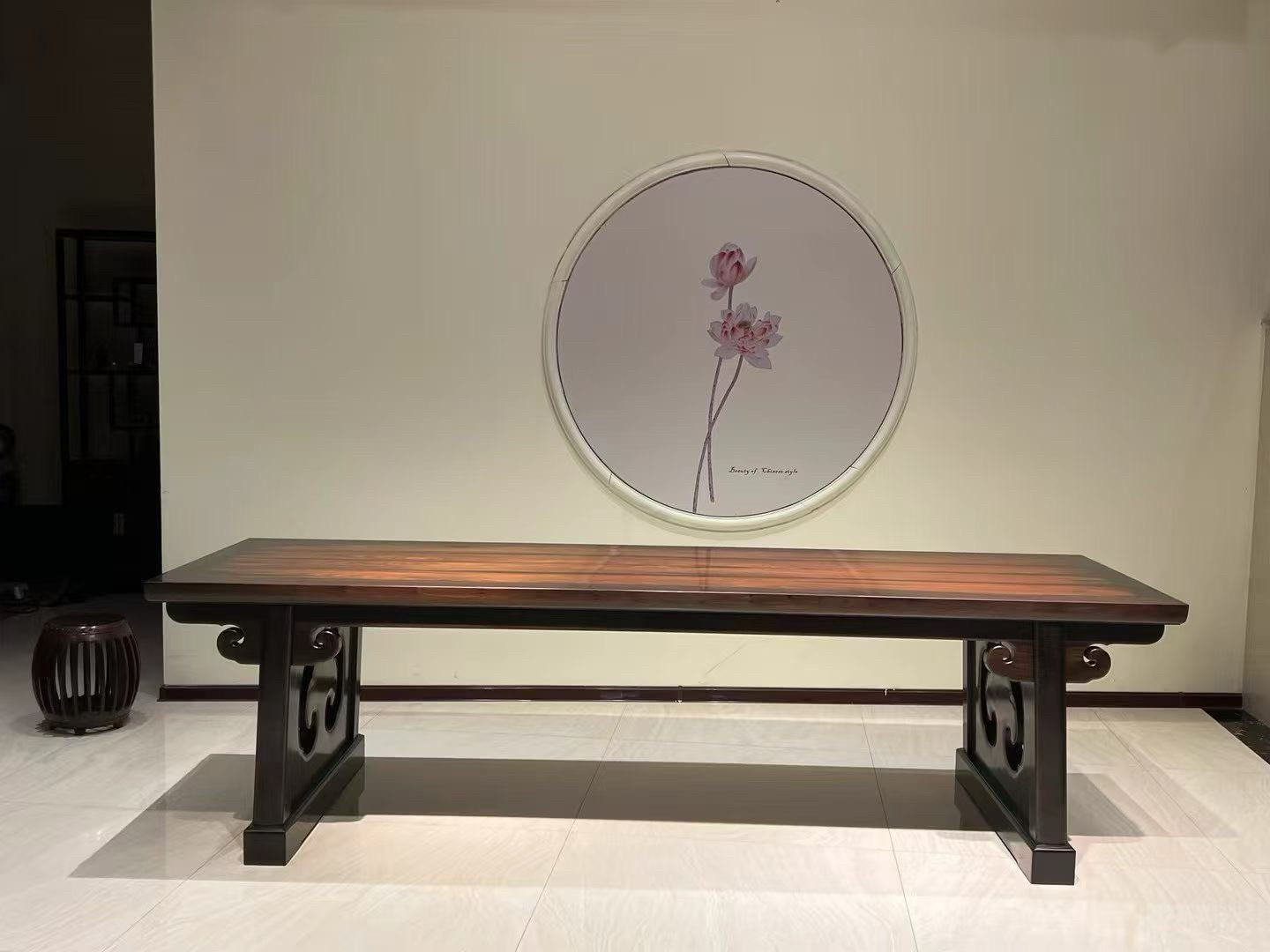 大红酸枝灵芝如意大画案写字台实木办公桌中式家用书房电脑桌无补
