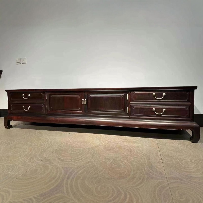 红木家具大红酸枝稀世大红酸枝电视柜黑飘红影视柜矮柜储物柜组合