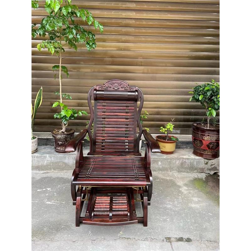 摇椅大椅孝敬父母躺椅黄檀大红实木休闲交趾红木老挝逍遥家具酸枝