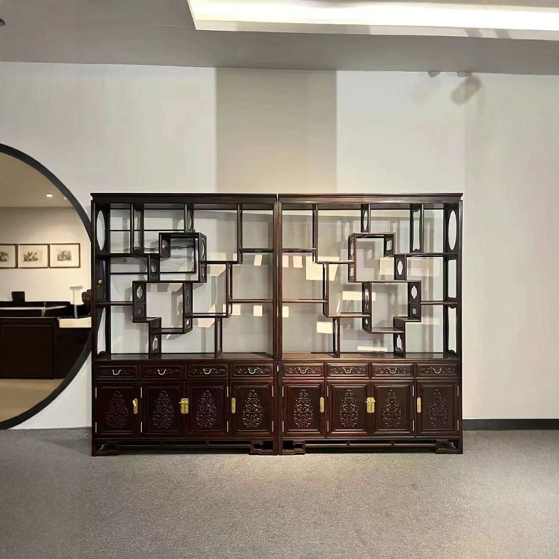 大红酸枝木博古架置物架茶具展示柜多层收纳交趾黄檀多宝阁古董架