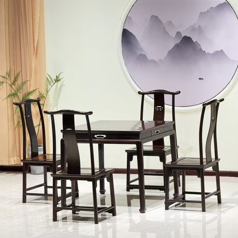 大红酸枝休闲桌五件套红木家具四方桌榫卯休闲桌家居客厅明清古典