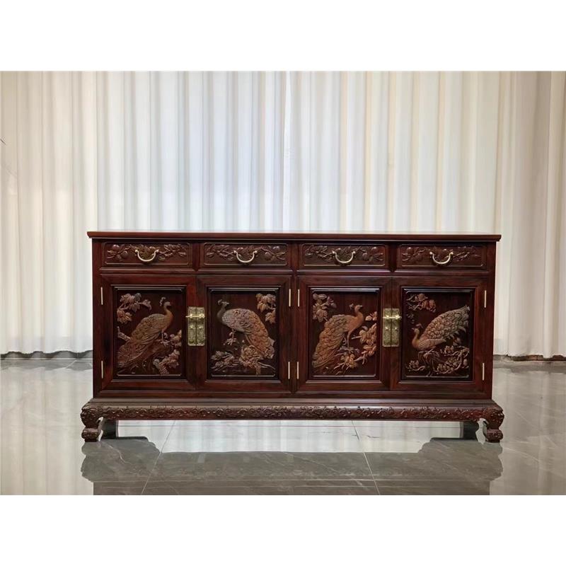 黄檀大红实木餐边酸枝交趾储物柜柜客厅老挝孔雀红木家具柜