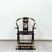 红木家具大红酸枝木麒麟交椅镂空雕花折叠椅太师椅主人椅黑料无补