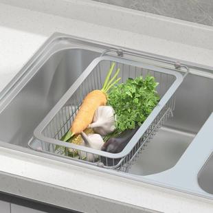 单水池沥水篮厨房水槽沥水篮洗碗池碗碟沥水架304不锈钢管伸缩果