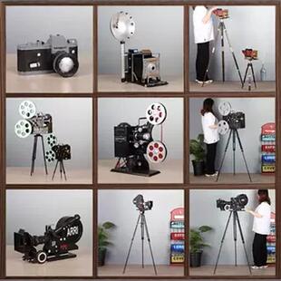 老式相机模型覆古彷真摄影机放映机怀旧物件摆设橱窗陈列道具摆件