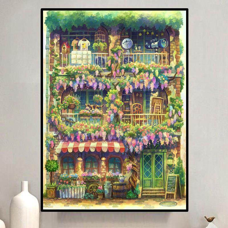 花园小屋风景钻石画满钻新款2024手工小幅粘钻画5d贴钻十字绣卧室,居家布艺,钻石绣,淘宝优惠券,粉丝福利购,淘宝优惠卷