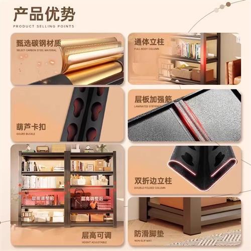 家用置物架钢制货架落地多层收纳层架阳台客厅彩色置物架超市展示