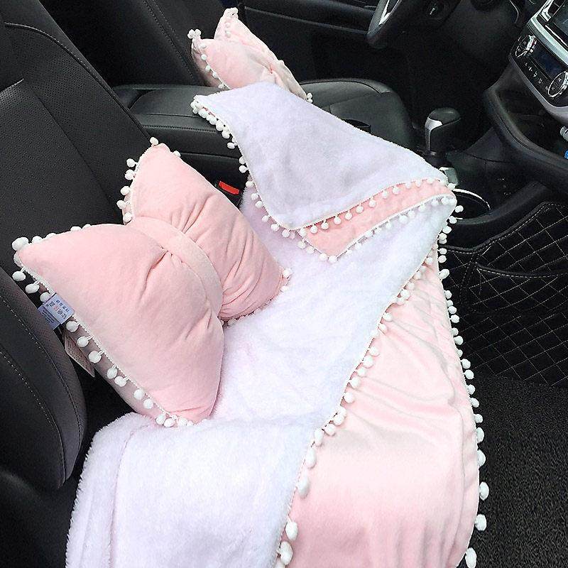 汽车抱枕被子两用车载三合一蝴蝶结车内靠枕女生可爱车上车用毯子,居家布艺,抱枕被,淘宝优惠券,粉丝福利购,淘宝优惠卷