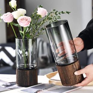 苏渠创意水墨玻璃花瓶客厅玄关酒柜轻奢摆件家居水养鲜花插干花器