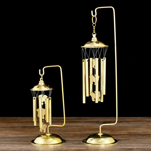 有座铜风铃吊麒麟带挂座风铃办公室摆件前台窗口阳台风铃纯铜