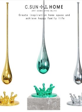 轻奢电镀吊顶水滴雕塑挂件售楼处酒店商业中心吊饰水花饰品大摆件