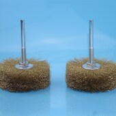 电动铜丝轮抛光刷 纯铜丝花头铜丝刷头根雕木头抛光轮带柄铜丝轮