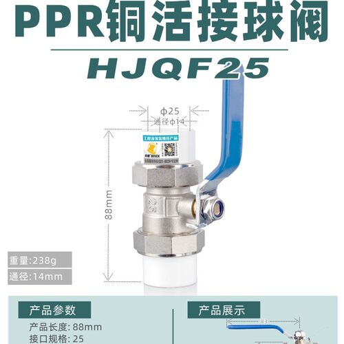 4分6分1寸PE转PPR双活接球阀20 25 32 40 50 63自来水阀门75开关