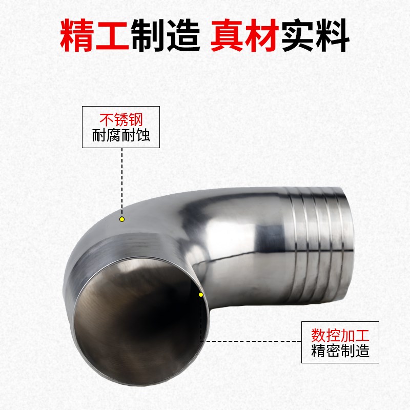 304不锈钢双头皮管弯头90度卫生级316格林软管宝塔接头直角