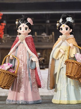 创意可爱古风提篮少女汉服宫廷摆件家居装饰工艺品学生生日礼物