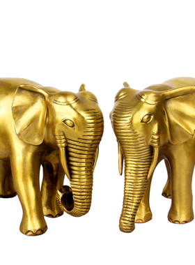 纯铜光身大象一对 铜象吉祥如意吸水象摆件装饰品招财风水象