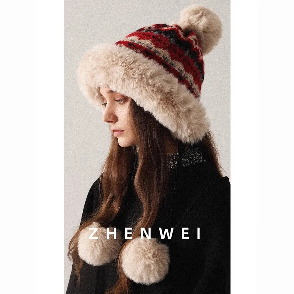 毛线帽大头围针织帽女冬季毛茸帽