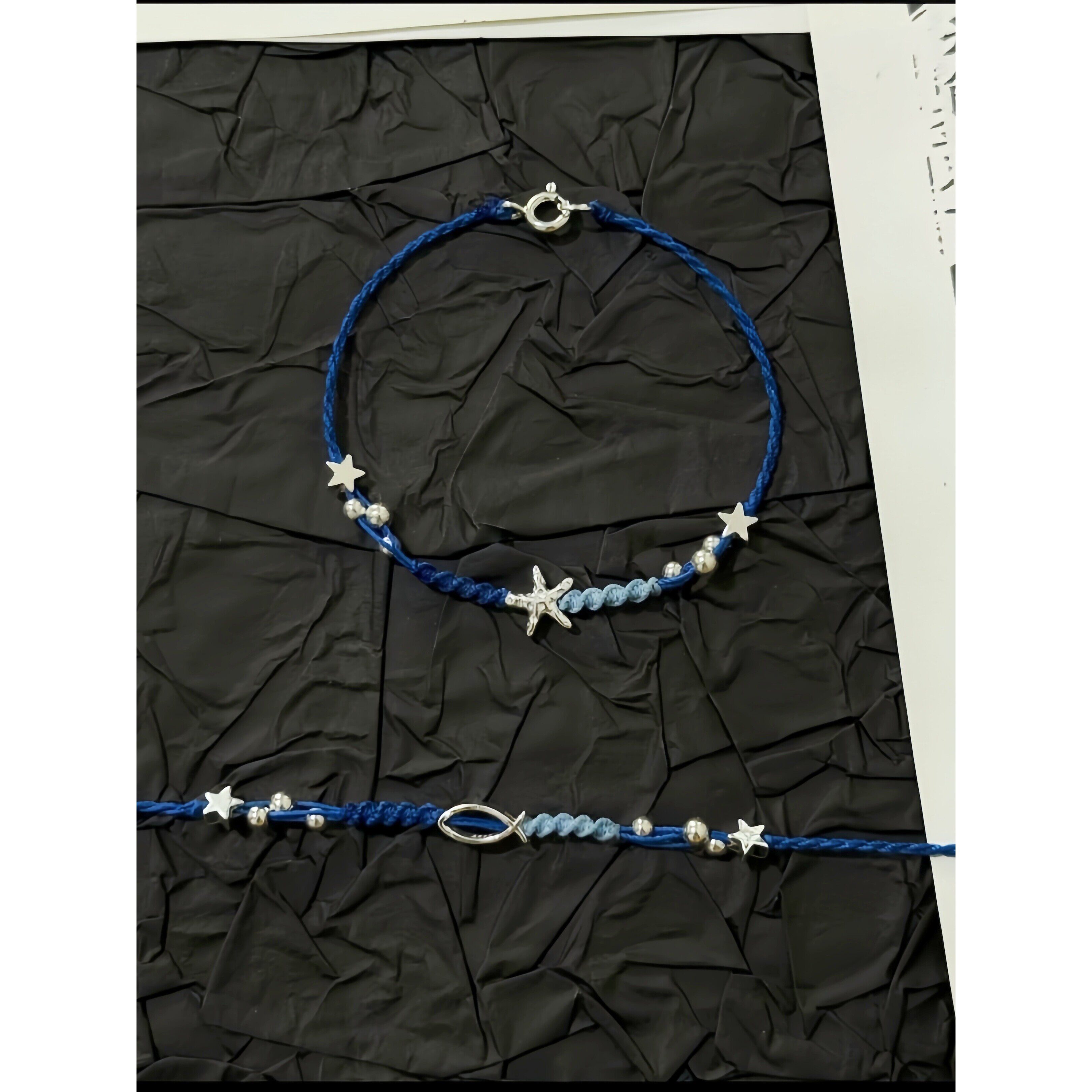 小鱼海星手链克莱因蓝手工diy编织手绳材料包自编首饰送闺蜜礼物