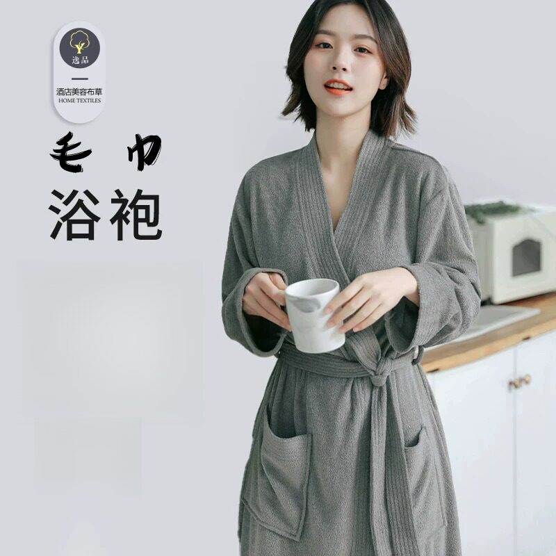 酒店浴袍男女浴衣纯棉成人毛巾料