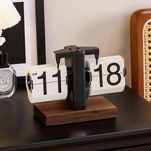 自动钟翻页时摆件复25.5.5翻古机械表摆式桌面台字钟表客厅数电视