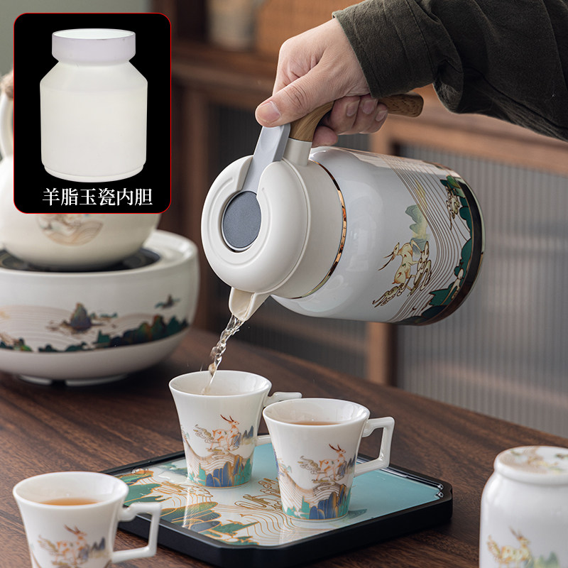 纯陶瓷内胆焖茶壶无金属味850ml大容量高档办公普洱老白茶专用壶