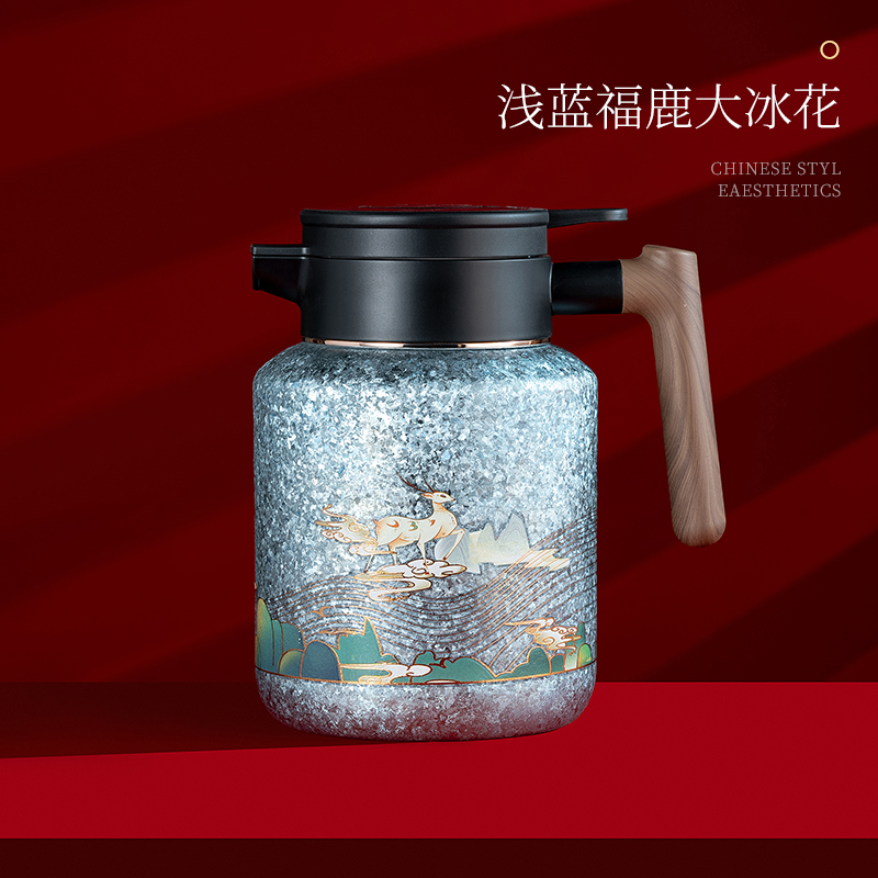 令山堂纯钛焖茶壶家用保温壶智能显温大容量泡茶壶高端双层热水壶