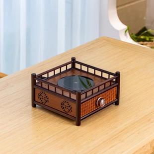 竹编手工电陶炉电热养生茶炉烧水围炉煮茶器胡桃木家用茶桌打边炉