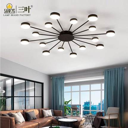 北欧极简吸顶灯LED创意薄款客厅灯 简约现代卧室灯大气分子灯饰