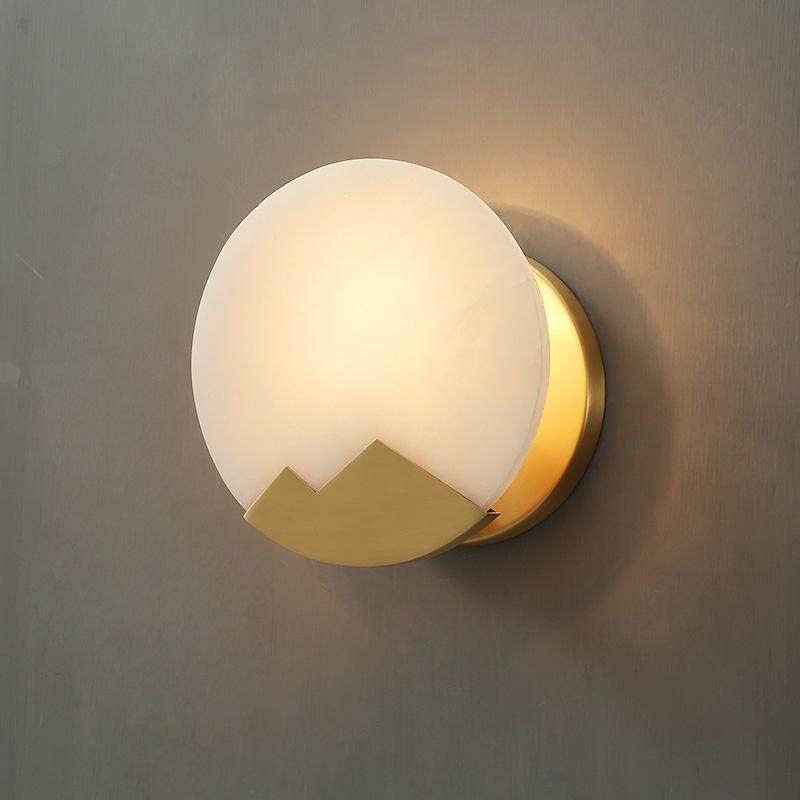 新中式铁艺云石壁灯北欧简约客厅卧室床头酒店背景墙过道走廊壁灯