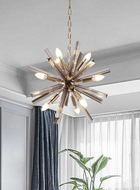 烟灰色水晶吊线灯圆球玻璃吊灯水晶灯蒲公英吊灯客厅大厅loft吊灯