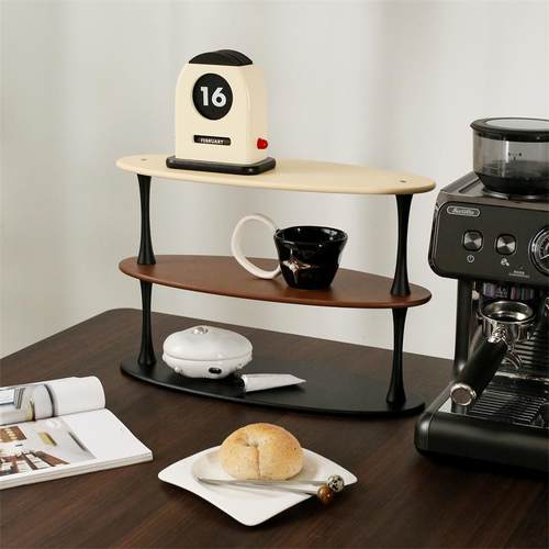 三色杯架1件木质滑板法式复古桌面摆件茶杯杯子收纳置物架置物架