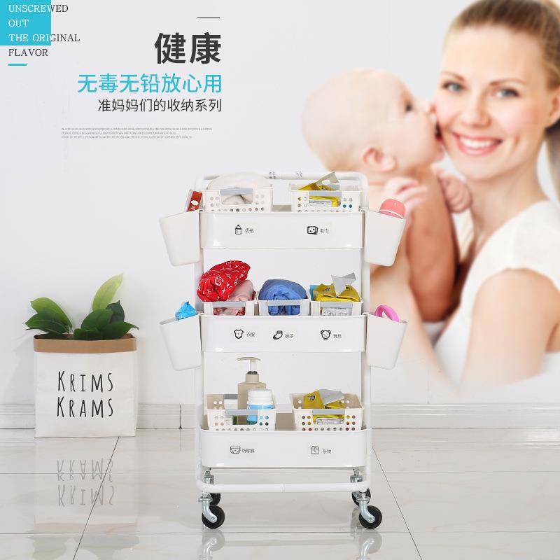 套餐推车家用拉斯克置物架适宜婴儿收纳手推车移动带轮储物架推车