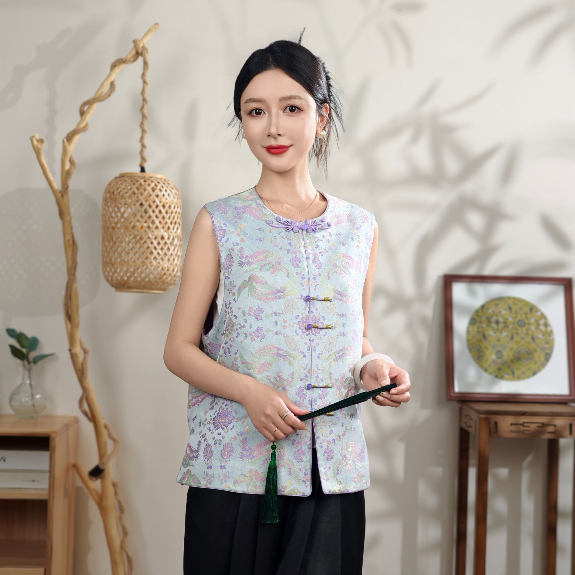 上久楷凤凰于飞雀金兰宋锦马甲