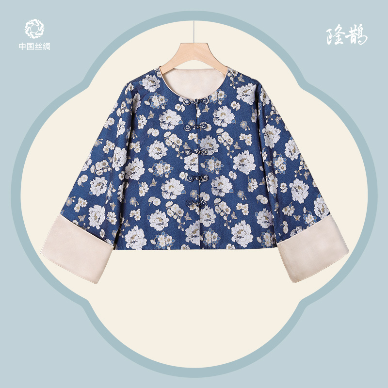 吴罗蝴蝶茶花宋锦休闲正品女装