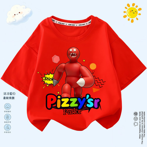 pizzy'sr parlor苏西的餐厅游戏stick男女童短袖儿童半袖宽松T恤