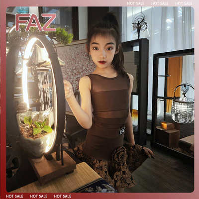 FAZ夏季少儿专业拉丁舞蹈服女儿童练功服女童训练演出表演服装